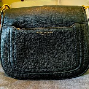Black leather purse with gold hardware two Crossbody straps Marc Jacobs